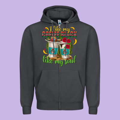 I Like My Coffee Black Like My Soul Zipper Hoodie Designed By Texasbilliewilder