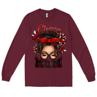 Burgundy cheer mom messy bun Long Sleeve Tee - texasbilliewilder