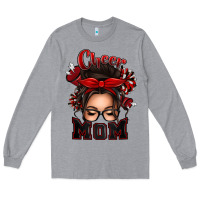 Heather Grey cheer mom messy bun Long Sleeve Tee - texasbilliewilder