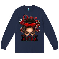 Navy cheer mom messy bun Long Sleeve Tee - texasbilliewilder