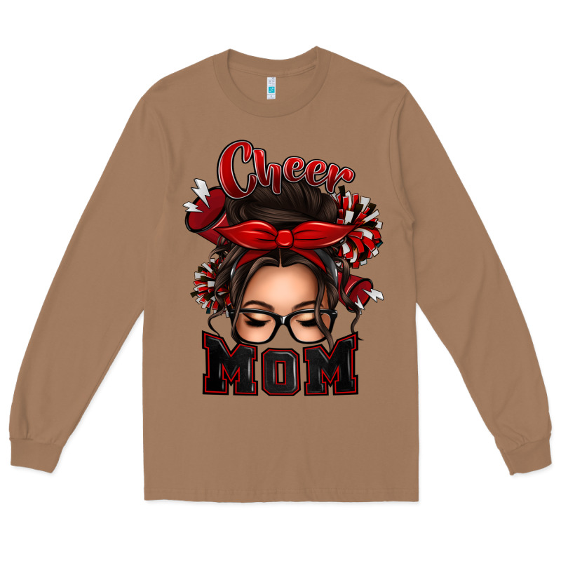 Cheer Mom Messy Bun Long Sleeve Tee by texasbilliewilder | Teevron
