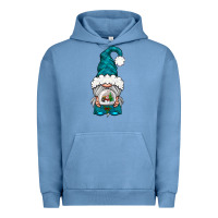 Pigment Pebble Blue winter gnome with snow globe Urban Hoodie - NancyCooperArtShop