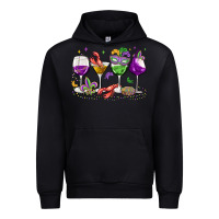 Black mardi gras wine glasses Urban Hoodie - MaliasSmallBusiness