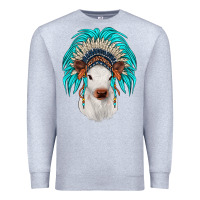 Heather Grey calf indian headdress Premium Sweatshirt - JahusDesignShop
