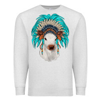 Oatmeal Heather calf indian headdress Premium Sweatshirt - JahusDesignShop