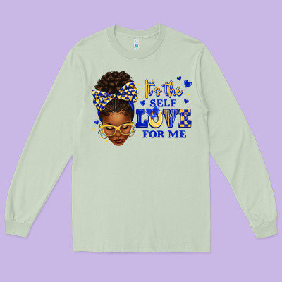 Long Sleeve Tee sorority colors blue and gold it's the self love f