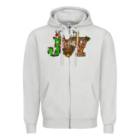 Dove Grey christmas joy Zipper Hoodie - RanaPortraitStore