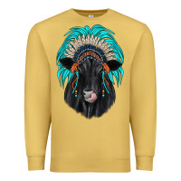 Antique Gold black angus indian headdress Premium Sweatshirt - JahusDesignShop