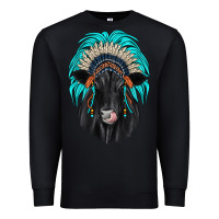 Black black angus indian headdress Premium Sweatshirt - JahusDesignShop