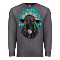 Charcoal Heather black angus indian headdress Premium Sweatshirt - JahusDesignShop