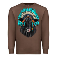 Chestnut black angus indian headdress Premium Sweatshirt - JahusDesignShop
