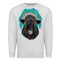 Dove Grey black angus indian headdress Premium Sweatshirt - JahusDesignShop