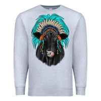 Heather Grey black angus indian headdress Premium Sweatshirt - JahusDesignShop