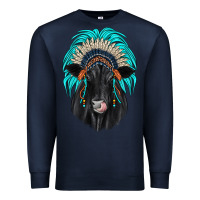 Navy black angus indian headdress Premium Sweatshirt - JahusDesignShop