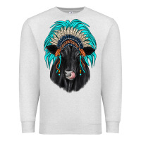 Oatmeal Heather black angus indian headdress Premium Sweatshirt - JahusDesignShop