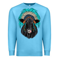Ocean Blue black angus indian headdress Premium Sweatshirt - JahusDesignShop