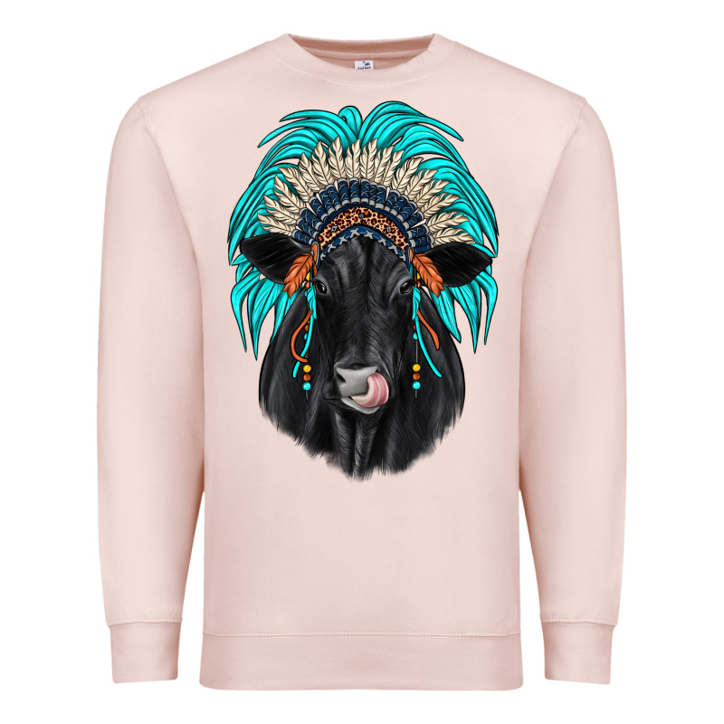 Black Angus Indian Headdress Premium Sweatshirt by JahusDesignShop | Teevron