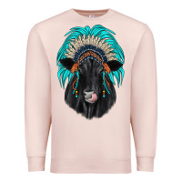 Pale Pink black angus indian headdress Premium Sweatshirt - JahusDesignShop