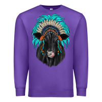 Purple black angus indian headdress Premium Sweatshirt - JahusDesignShop