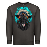 Smoke black angus indian headdress Premium Sweatshirt - JahusDesignShop