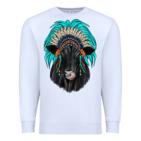 White black angus indian headdress Premium Sweatshirt - JahusDesignShop