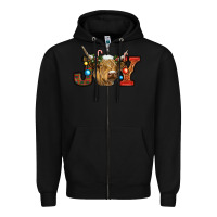 Black christmas joy cow Zipper Hoodie - RanaPortraitStore