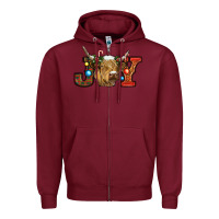 Burgundy christmas joy cow Zipper Hoodie - RanaPortraitStore