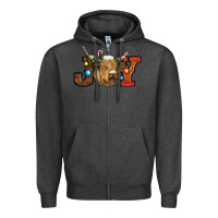 Charcoal Heather christmas joy cow Zipper Hoodie - RanaPortraitStore