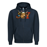 Navy christmas joy cow Zipper Hoodie - RanaPortraitStore
