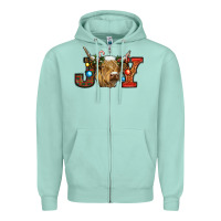 Seafoam christmas joy cow Zipper Hoodie - RanaPortraitStore