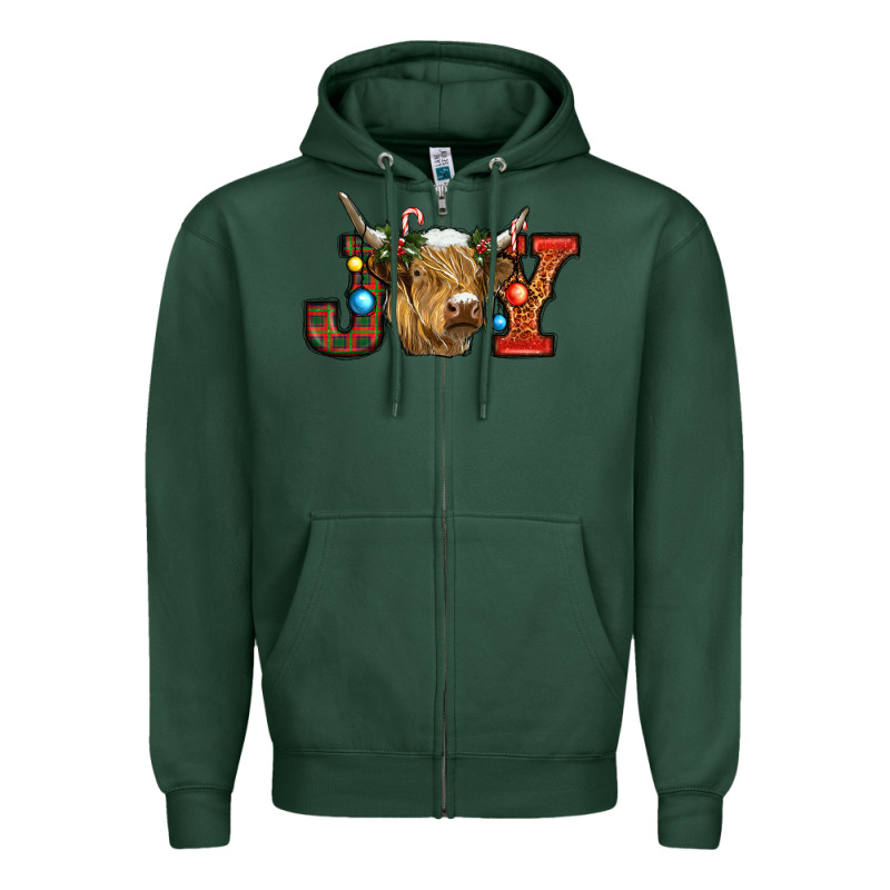 Christmas Joy Cow Zipper Hoodie by RanaPortraitStore | Teevron