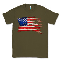 Army Green tattered american flag Classic Tee - Zillion Design Studio