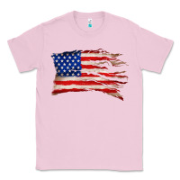 Bubblegum Pink tattered american flag Classic Tee - Zillion Design Studio