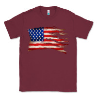 Burgundy tattered american flag Classic Tee - Zillion Design Studio