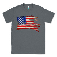 Charcoal Heather tattered american flag Classic Tee - Zillion Design Studio