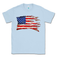 Dusty Blue tattered american flag Classic Tee - Zillion Design Studio