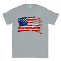 Heather Grey tattered american flag Classic Tee - Zillion Design Studio