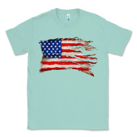 Seafoam tattered american flag Classic Tee - Zillion Design Studio