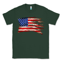 Sports Green tattered american flag Classic Tee - Zillion Design Studio