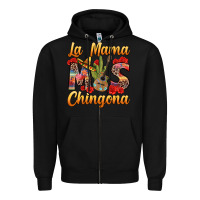 Black La Mama mas Chingona Zipper Hoodie - texasbilliewilder