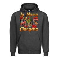 Charcoal Heather La Mama mas Chingona Zipper Hoodie - texasbilliewilder