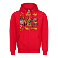 Red La Mama mas Chingona Zipper Hoodie - texasbilliewilder