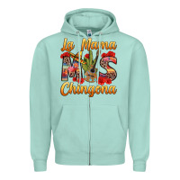 Seafoam La Mama mas Chingona Zipper Hoodie - texasbilliewilder