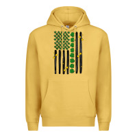Antique Gold shamrock usa flag Premium Hoodie - MaliasSmallBusiness