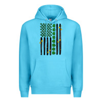 Ocean Blue shamrock usa flag Premium Hoodie - MaliasSmallBusiness