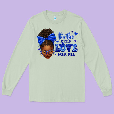 Long Sleeve Tee sorority colors it's the self love for me afro wom
