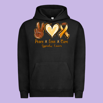 Peace Love Cure Appendix Cancer Urban Hoodie Designed By Nancycooperartshop