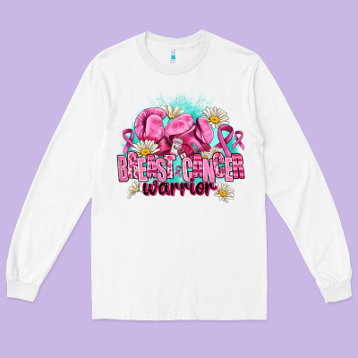 Breast Cancer Warrior Long Sleeve Tee Designed By Adodesignshop