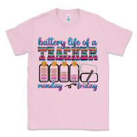 Bubblegum Pink battery life of a teacher Classic Tee - texasbilliewilder