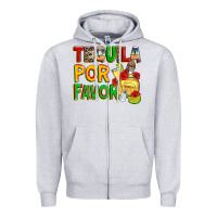 Heather Grey tequila por favor Zipper Hoodie - Zillion Design Studio